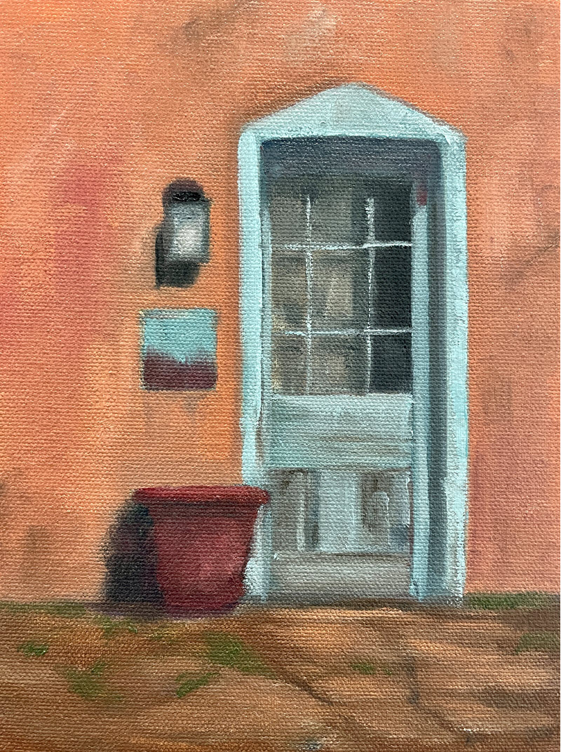 Door in Old Santa Fe, an oil painting by Doug Welsh